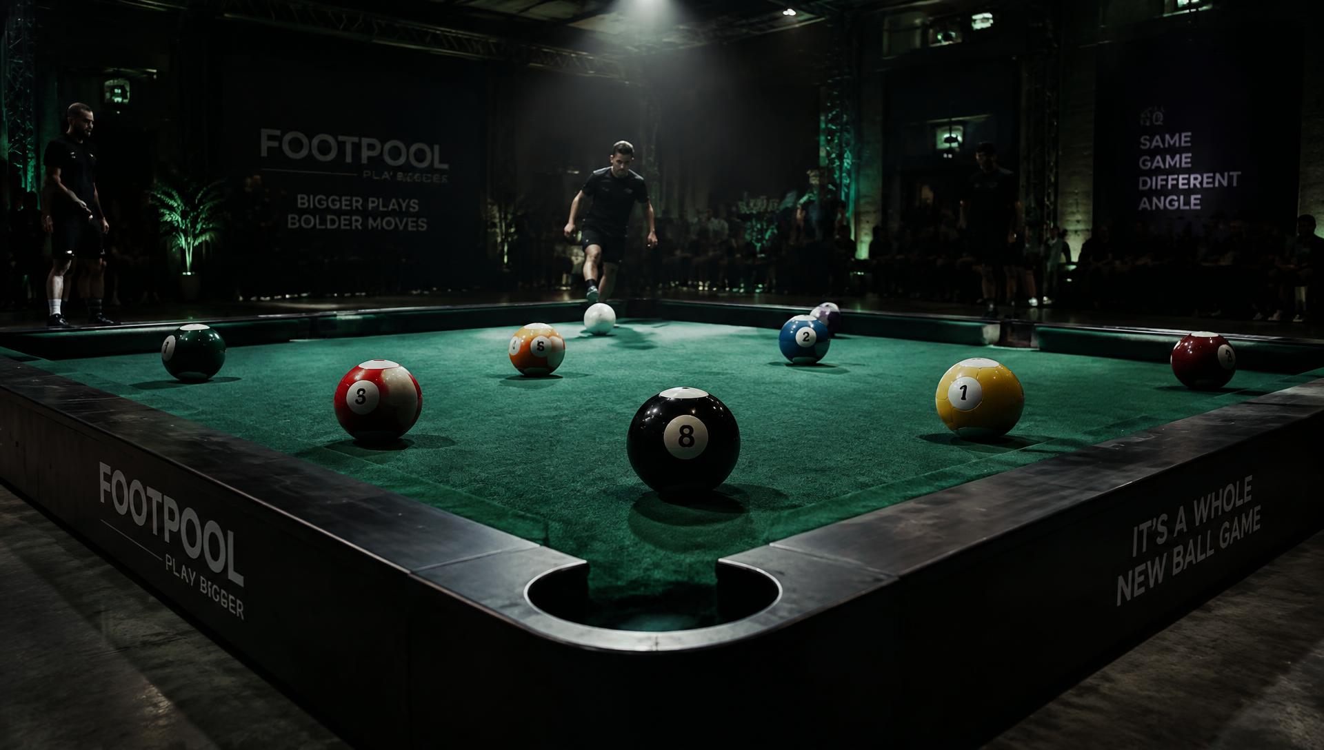 Concept visual of an oversized footpool arena under a spotlight